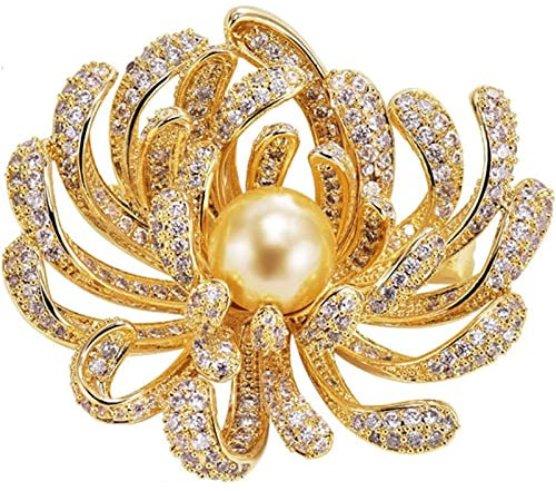 OLOTU All-Match Chrysanthemen-Brosche, dekorative Anstecknadel Schmuck Geschenk für Frauen Mädchen Reversnadel für Mäntel Jacken Pullover Accessoires, Gold Brosche