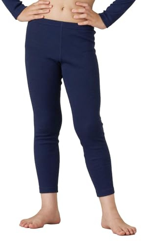 LAPASA Kids Unisex Merino Wool Base Layer Bottom Winter Pants for Girls Boys K14, Navy Blue, 9-10 Years