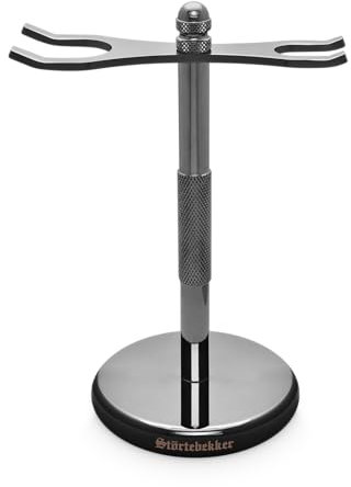 Störtebekker® Premium Rasierständer aus Edelstahl in Schwarz - geeignet für Rasierhobel & Rasierpinsel - hochwertiges Zubehör für dein Badezimmer - rutschfester Boden - Geschenkidee Männer