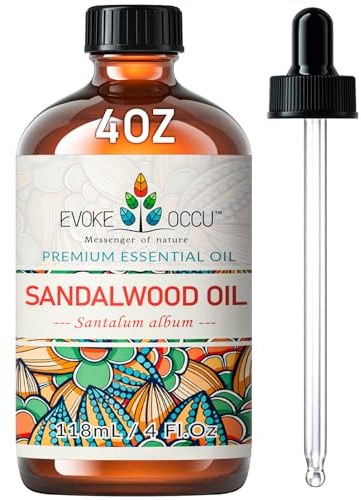 EVOKE OCCU Huile Essentielle Bois de Santal 118ML, huile de bois de santal pure pour la fabrication de savon de bougie de méditation diffuseur -4 FL Oz