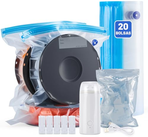 AGPTEK Set di sacchetti sottovuoto per stampante 3D, con pompa per auto, confezione da 20 pezzi, con pompa per auto, colore: blu trasparente