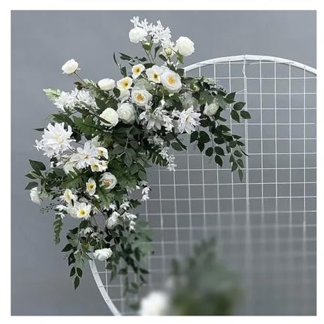 YGLEEULI Wedding Flower Artificia Silk Flowers Arch Round Pavilion Art Window Decoration Wedding Props T Stage Leaf Hanging for Ceremony Bouquets Reception Backdrop，Wedding,(L White)