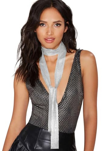 RUIXIA Écharpe à paillettes Femme Foulard Scintillant Écharpe de Cravate Brillante Chaîne Longue Accessoire Disco Accessoire de Costume des Années 70 Pour Carnaval Fête à thème Danse Disco