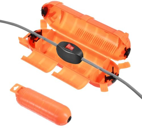 sourcing map Cache de rallonge pour extérieur, étanche IP44, boîtier de connexion électrique, protection pour prise de courant, prise de courant, lumière de Noël, orange