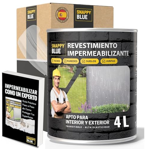 Revestimiento Sellador para Terrazas Impermeabilizante Híbrida con Poliuretano, Pintura Impermeable Definitivo Terrazas, Fachadas y Exteriores, Protección Fugas Goteras. 4 Colores (Transparente, 4L)