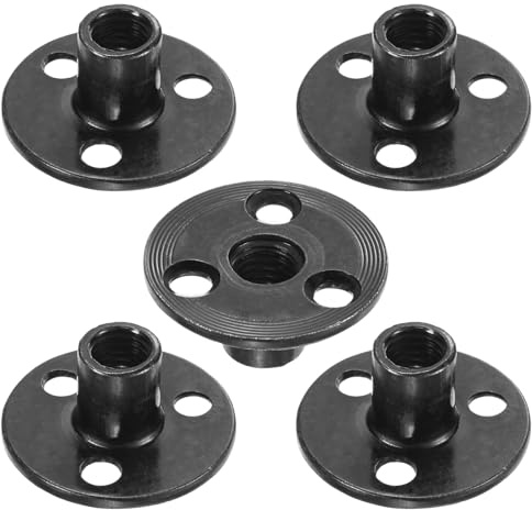 M METERXITY 5-Pack Dadi A T M10x17mm Zincati Acciaio Al Carbonio Dado A T Base Rotonda 3 Fori Dadi Saldabili Foro Passante Ferramenta Per Mobili Flangia Filettatura Femmina Nero