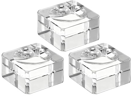 LifgWas 3 pezzi supporto per sfera di cristallo in vetro K9, base quadrata trasparente per sfera da 5 cm, espositore per Lensball, palla di decorazione, palla di Natale, supporto per display