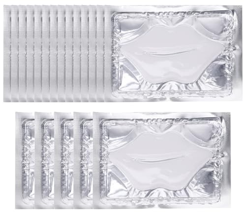 UKCOCO Mascarillas Labiales de Gel Hidratantes 25 Piezas Colágeno para Mujer, Mascarilla Nutritiva Reparadora para Labios Secos y Agrietados, Nocturno Natural para Cuidado Diario