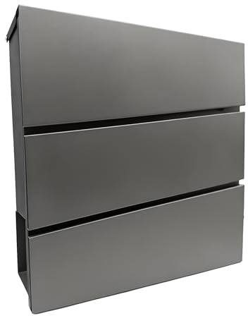 Relaxdays brevlåda med tidningsfack, HxBxD: 37,5x35,5x10,5 cm, antracit | DIN C4, väderbeständig, 4 nycklar, brevlåda