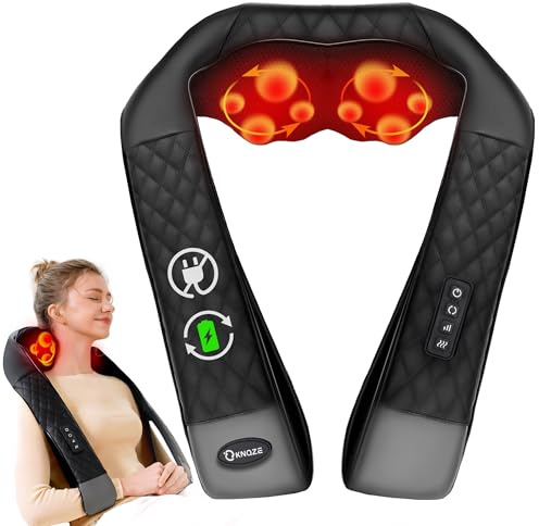 KNQZE® Massaggiatore per il Collo senza fili, Massaggiatore Shiatsu 4D per Collo e Spalle, Allevia la Tensione Cervicale, Massaggio Profondo per Collo, Spalle e Schiena