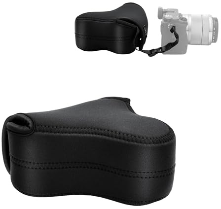 JJC Camera Case Sac Pochette en néoprène pour Sony A6500 A6300 A6000 a5100 A5000 NEX-3 N avec Objectif 18-55 mm 50 mm, Fujifilm X-M1 X-T10 X-t20 X-A2, Olympus E-PL7 E-PL3 E-P5