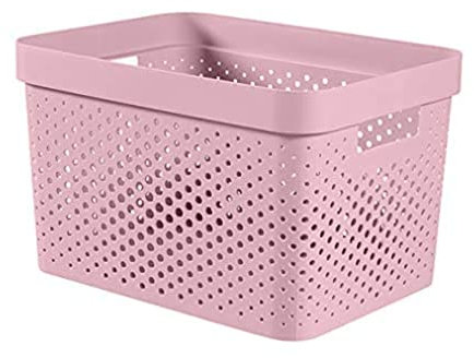 CURVER Aufbewahrungskorb Infinity 17 l, recycelt, Mehrzweck-Aufbewahrung, stapelbar und stapelbar – 35,5 x 26,2 x 21,9 cm – Rosa