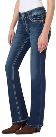 Wallflower Luscious - Jeans con Corte de Bota para Mujer, Talle Medio, elásticos, instantáneos, Talla pequeña, Mediana y Talla Grande, Jeans Juveniles, Heidi, 18 Plus