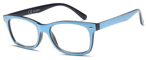 NEW VISION Lesebrille, Lesebrillen Damen, Übergroßer Quadrat Vintage Rahmen, Modischer Stil Lesehilfe für Damen Herren NV056 (+1.00,celeste)