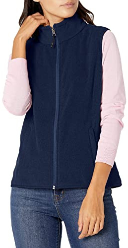 Amazon Essentials Gilet in Morbido Pile Senza Maniche dalla vestibilità Classica (Disponibile in Taglie Forti) Donna, Blu Marino, L