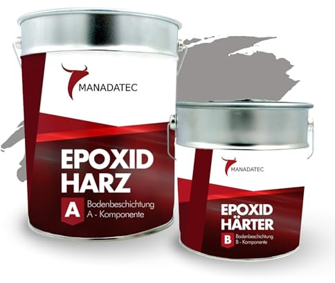 MANADATEC 2k Epoxidharz Bodenbeschichtung 10kg I RAL 7036 Platingrau I Lösemittelfrei, Umweltfreundlich & Geruchsneutral I Beschichtung für Garagen- & Kellerböden I Hohe Schlagfestigkeit