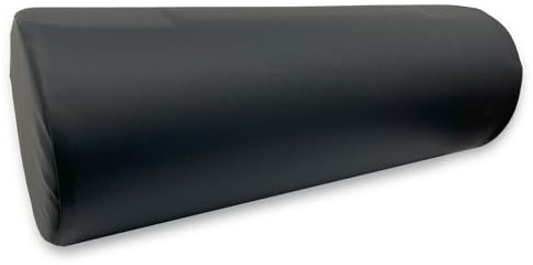 QUIRUMED Cojín Rodillo, 55 x 20 cm, color Negro, Polipiel, Ergonómico, Relleno de espuma, para Yoga, para Fitness, para Masaje
