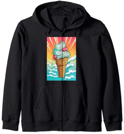 Gaufrier glacé cornet de glace glace pop art vintage rétro glacé café glacé Sweat à Capuche