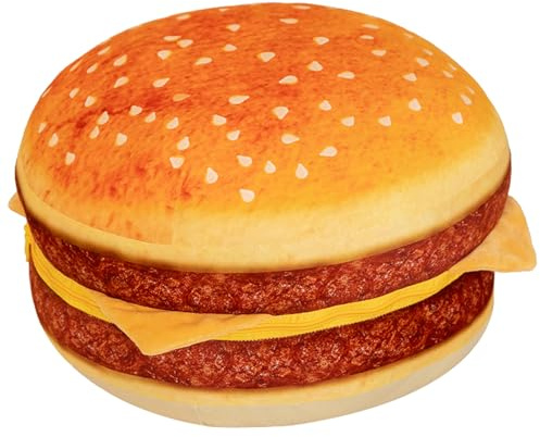 funnykitten Hamburger Plush Pillow, 3D Simulation Cheeseburger Pillow Burger Plush Hugging Pillow Cushion Funny Food Plush Pillows Toy for Home Decor, 16.5inch