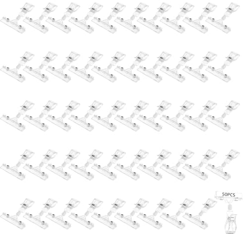 LDXDRU Lot de 50 clips de support d'étiquettes de prix, support rotatif en plastique, porte-étiquettes, clip de panneau de marchandises, clip pour présentoir de vente, supermarché