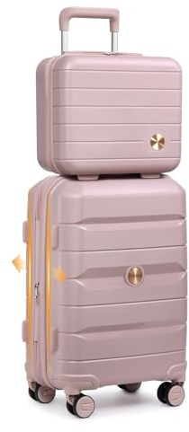 Sea choice Valise Cabine Extensible Rigide Légère en PP avec Vanity | Extensible 20%, Durable en Polypropylène Bagage,4 roulettes Silencieuses à 360°,Approuvé Serrure TSA, Poignée Télescopique