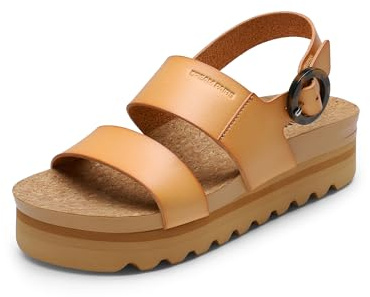 DREAM PAIRS Women's Arch Support Platform Sandals,Natural,6.5