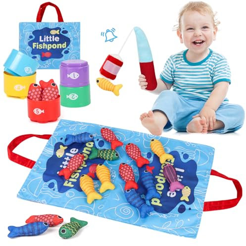 Gaethra Jouet pour enfants à partir de 1 à 2 ans, jeu de pêche, jouet pour bébé de 6 à 12 mois, jeu de pêche, jouet Montessori, jeux éducatifs, jouets de motricité, petits cadeaux