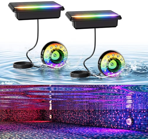 Bsgifts Solar Pool Lights, Dimmable 16 Colors Pool Light, 2 Pack