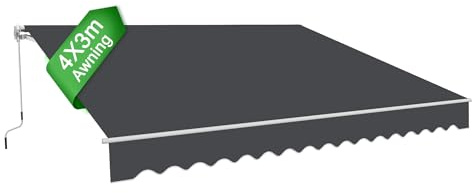 LZQ Tenda da sole in alluminio, 4 x 3 m, colore grigio scuro