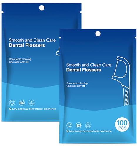 200 Pcs Dental Floss Picks – Extra Thin & Strong Floss Sticks for Tight Teeth | Disposable & Portable Teeth Cleaners | 2-in-1 Toothpick & Flosser for Fresh Breath