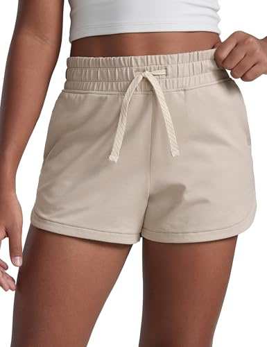 CRZ YOGA Girls Cloud Jersey Dolphin Sweat Shorts Mojave Tan M