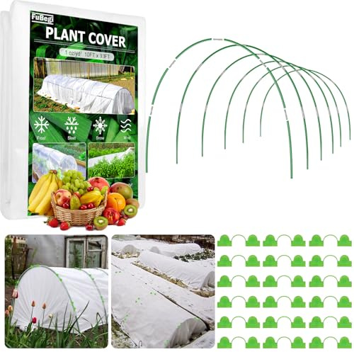 3x10M Garden Fleece Frost Protection 30gsm Horticultural Fleece Garden Hoops Kit for Winter, Plant Cover Antifreeze Cloth Plant Blanket Fleece Protection, Greenhouse Garden Tunnel Hoops for Raised Bed