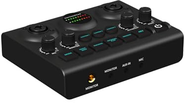 RGYBAO Micrófonos profesionales con tarjeta de sonido en vivo para cantar y entretenimiento, dispositivos de grabación de alta fidelidad