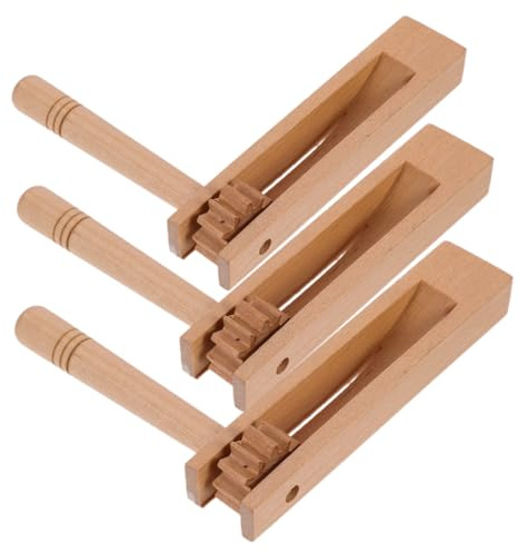 SOIMISS Cliquet en Bois 3 Pièces pour Garçon et Filles, Instrument de Musique Percussion Manche Long, Design Simple et Délicat, Éveil Musical et Événements Sportifs