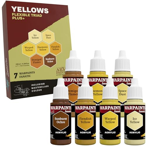 The Army Painter, Warpaints Flexible Triad PLUS+: Yellows, 7 x 18 ml acrylic paints - Miniature quality hobby paint for Dungeons and Dragons (DnD) & Warhammer Miniatures