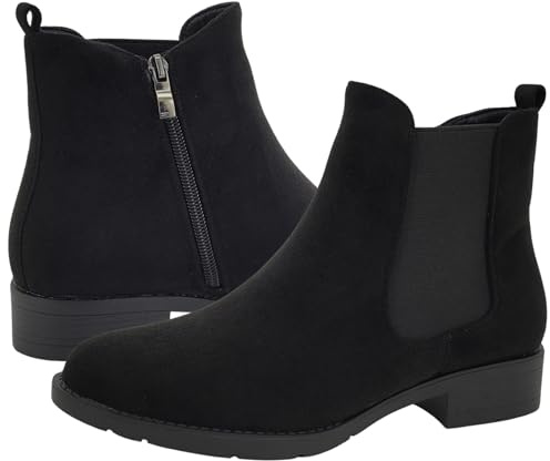 ShuCentre Ladies Chelsea Ankle Boots with Inside Zip | Comfort Classic Stylish Single Gusset Boots for Women | Smart Casual Zip Up Shoes