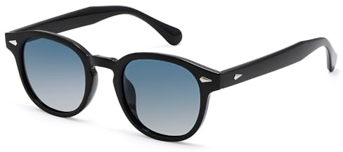 LHSDMOAT Occhiali da Sole Sportivi Rotondi Polarizzati Vintage Uomo/Donna, Stile Anni'70 Depp, Lenti Tinte UV400 per Guida Viaggi Spiaggia