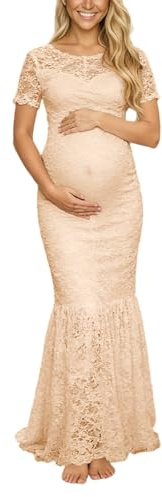 Générique 2026 été Robe de soirée élégante de maternité avec col en V, Manches Longues, Dentelle Transparente, Coupe Moulante, traîne au Sol, pour Femme Enceinte