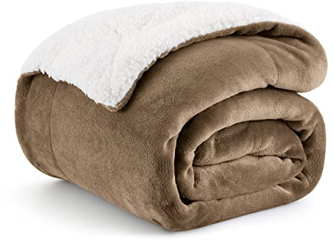 Bedsure Coperta in Pile Sherpa - Plaid Divano e Letto, Coperta Calda Accogliente, Sherpa Extra Spessa Morbida, Coperta Termica Copridivano Matrimoniale, XL 150x200 cm, Cammello