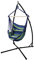 ECD Germany Hängesessel Blau/Grün mit Gestell Schwarz 208 cm, Hängestuhl Hängeschaukel aus Baumwolle mit 2 Kissen bis 120kg, Freistehendes Hängesesselgestell Metall Hängestuhlgestell Hängesitz Ständer