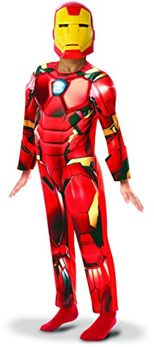 RUBIE'S I-641450M Déguisement Luxe Iron Man Série Animée Luxury Anime Series Costume-M, Cartoon, Yellow and Red, Taille M, 5 à 6 ans, Pour les Enfants mesurant Entre 105 à 116cm