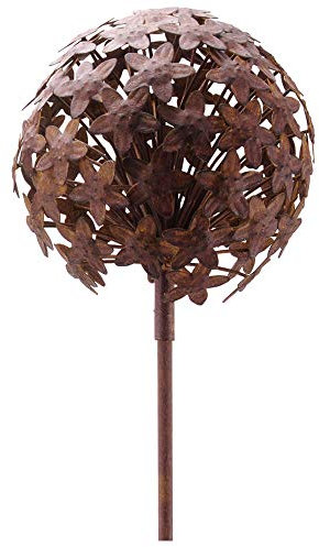 Matches21 - Boule de fleurs - En métal - Pour l'extérieur - Aspect rouille - Diamètre : 20 x 116,2 cm