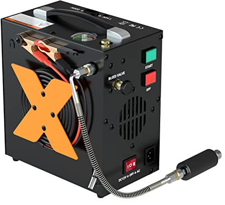 CHIKADIV Tragbarer Tauchkompressor PCP Kompressor 300Bar / 4500Psi / 30Mpa Mini Tauchflaschen Kompressor Ölfreie Kompressoren mit automatischer Abschaltung, 12V DC Autobatterie oder Home 220V AC