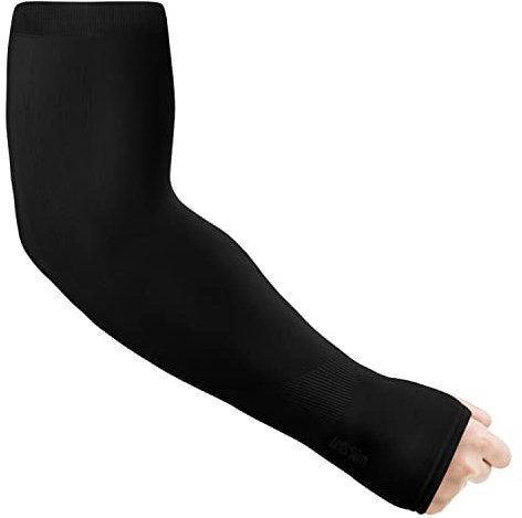 Amzpas 1 Paia Manicotto Braccio UV Protezione, Sport Raffreddamento dei Manicotti Anti UV Protezione, Sport Ciclismo all'aperto Guidare Protettivi Coprire per Donna e Uomo (Nero)
