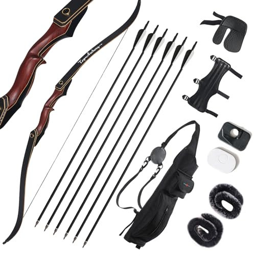 60 Zoll Recurvebogen Set Erwachsene,Pfeil und Bogen Set Bogenschießen Sportbogen Set Rechte Hand Für Erwachsene Schießübungen (30 lbs)