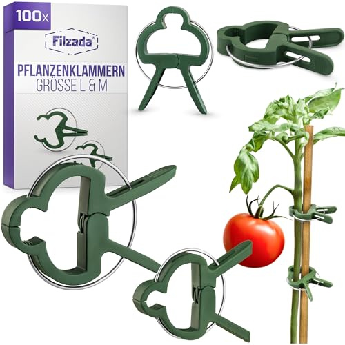 Filzada® 100x Clip per Piante Rampicanti Set M & L - Ganci per Piante Rampicanti - Clip per pomodori - Plant Clips