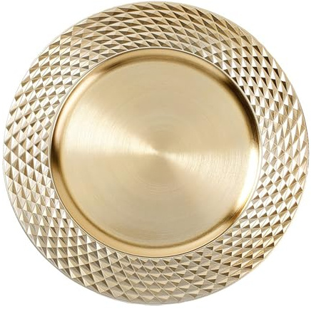Inge-glas Dekoteller 33cm Kunststoff Rauten - Festliche Platzteller für Verschiedene Anlässe - Tischdeko Unterteller für Hochzeit Jubiläum Weihnachten - Weihnachtsteller Weihnachtsdeko - Gold