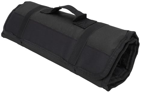 Bolsa Enrollable para Cuchillos de Chef con 20 Ranuras, Estuche de Lona para Cuchillos con Doble Costura, Soporte de Almacenamiento de Cuchillos Portátil y Liviano (Negro)