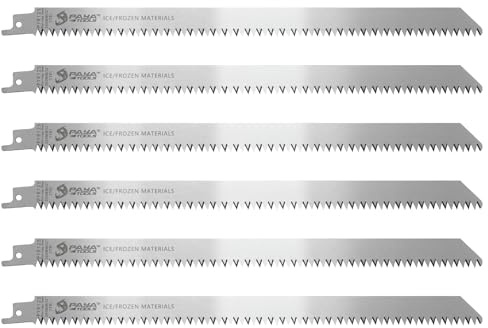 PAYA PYR12S - Hojas de sierra de sable (6 unidades, 305 mm, corte electrónico, accesorios de acero inoxidable, para cortar carne congelada, huesos, alimentos