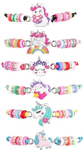 JOOTUEPO 6 Pezzi Braccialetto per Tessuti Unicorno Regolabile Intrecciati, Braccialetti Amicizia per Bambina Ragazza per Festa Compleanno Regalo Gioielli